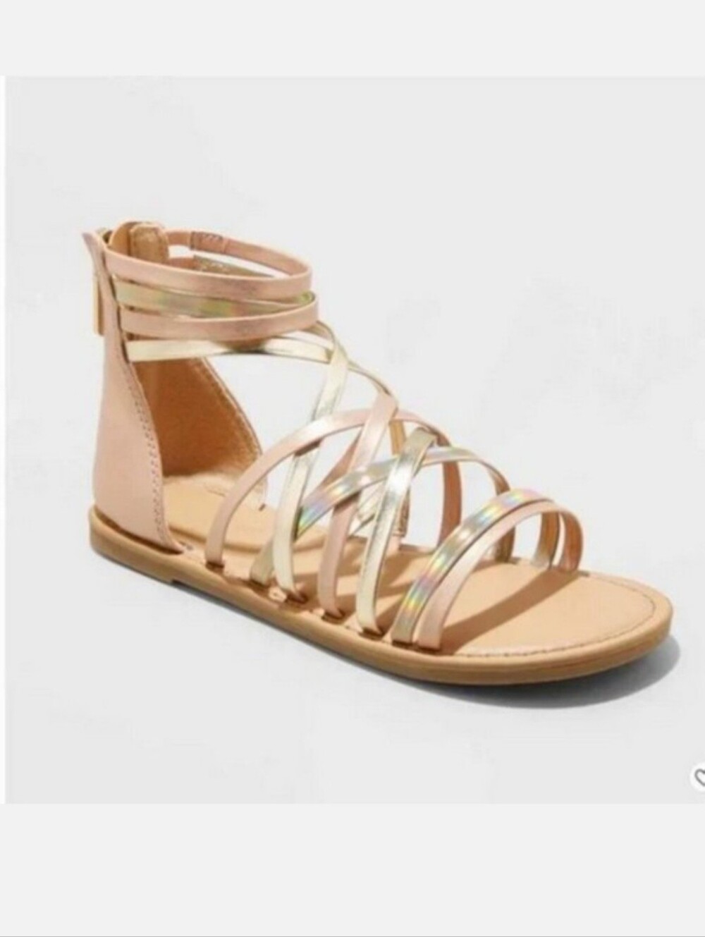 Girls' Strappy Gladiator Sandals in Iridescent Pink